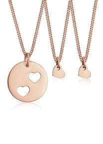 Ketten-Set Elli "Schmuckset Trio Herz Mutter Kind Cut Out Herz Set 925 Sterling Silver" Gr. 45, rosa (rosegold), Halsketten, Damen, Silber 925 (Sterlingsilber), Ketten-Set