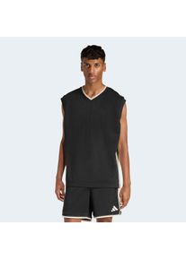 Tanktop adidas Sportswear "STADIUM MESH", Herren, Gr. S, schwarz, crystal linen, sanftes wei&szlig;, Obermaterial: 100% Polyester, normal, V-Ausschnitt, Tops Tanktop