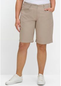 Bermudas sheego, Damen, Gr. 52, Normalgr&ouml;&szlig;en, helltaupe, 98% Baumwolle, 2% Elasthan, unifarben, Hosen Bermudas