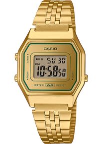 Chronograph CASIO VINTAGE, gold (goldfarben, gr&uuml;n), Armbanduhren, Damen, Chronograph, Quarzuhr, Armbanduhr, Damenuhr, Digitaluhr, Edelstahlarmband