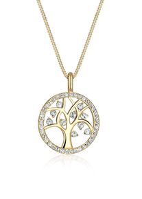 Silberkette Elli "Halskette Lebensbaum Wei&szlig; 925 Sterling Silber, mit Kristallen von Swarovski" Gr. 45, gold, Halsketten, Damen, Silber 925 (Sterlingsilber), Silberkette