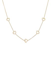 Kette mit Anh&auml;nger Elli "Halskette Herz Liebe Love 925 Silber" Gr. 42, gold, Halsketten, Damen, ohne Stein, Silber 925 (Sterlingsilber), Kette mit Anh&auml;nger