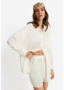 Langarmbluse LSCN BY LASCANA, Damen, Gr. 42, creme, Web, Obermaterial: 58% Viskose, 28% Baumwolle, 14% Leinen, unifarben, figurumspielend h&uuml;ftbedeckend, 1-Knopf-Manschette, Blusen Langarmbluse