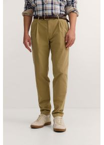 Bundfaltenhose Bugatti "Tapered Fit", Herren, Gr. 34, L&auml;nge 32, 20, khaki, 97% Baumwolle, 3% Elasthan, unifarben, gerade, unten schmal, Hosen Bundfaltenhose, aus Luxury Pima Cotton Feincord