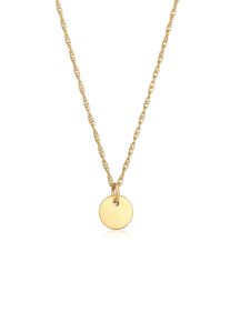 Kette mit Anh&auml;nger Elli "Halskette Pl&auml;ttchen Rund Gedrehte Kette 925 Silber" Gr. 45, gold, Halsketten, Damen, ohne Stein, Silber 925 (Sterlingsilber), Kette mit Anh&auml;nger