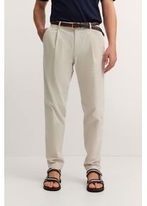 Bundfaltenhose Bugatti "Tapered Fit", Herren, Gr. 35, L&auml;nge 32, 10, wei&szlig;, 97% Baumwolle, 3% Elasthan, unifarben, gerade, unten schmal, Hosen Bundfaltenhose, aus Luxury Pima Cotton Feincord