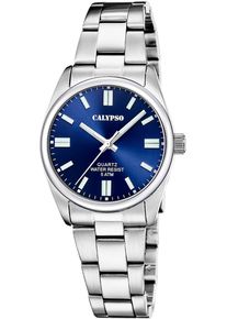 Quarzuhr Calypso Watches "Basic", silber (silberfarben, blau), Armbanduhren, Damen, Quarzuhr, Armbanduhr, Damenuhr, Edelstahlarmband, analog