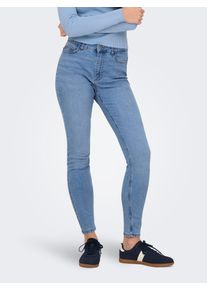 Jacqueline de Yong Skinny-fit-Jeans JDY "JDYMOON HW SKINNY JEANS MEDBLUEDNM NOOS", Damen, Gr. L (40), L&auml;nge 32, blau (medium blau denim), Denim/Jeans, Obermaterial: 74% Baumwolle, 24% Polyester, 2% Elasthan, unifarben, skinny fit, Jeans Skinny-fit-Jeans