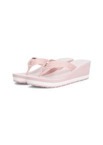 Dianette Tommy Hilfiger "TH STRIPES WEDGE BEACH SANDAL", Damen, Gr. 42, rosa (rose), Textil, Schuhe Dianette, Zehentrenner, Sommerschuh mit gestreifter Innensohle