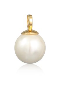 Perlenanh&auml;nger NENALINA "Anh&auml;nger Basic Muschelkernperle Klassisch Rund 925 Silber" Gr. 22, gold, Schmuckanh&auml;nger, Damen, ohne Stein, Silber 925 (Sterlingsilber), Perlenanh&auml;nger
