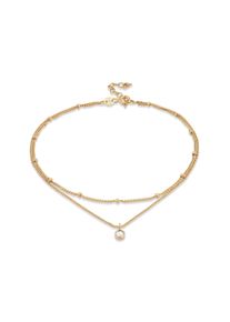 Silberkette Elli "Fu&szlig;schmuck Layer Kugeln Wei&szlig; 925 Sterling Silber, mit Kristallen von Swarovski" Gr. 22, gold, Halsketten, Damen, Silber 925 (Sterlingsilber), Silberkette