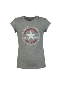 T-Shirt Converse "CNVG TIMELS CHUCK PATCH TEE", M&auml;dchen, Gr. 122 (S), dk grau heather, Stoff, Obermaterial: 60% Baumwolle, 40% Polyester, normal, Rundhals, eingesetzt abgesteppt, Shirts T-Shirt, f&uuml;r Kinder, sportlicher Stil, Rundhalsausschnitt