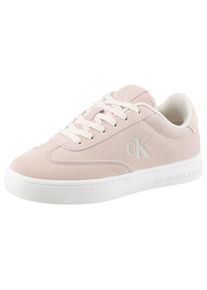 Plateausneaker Calvin Klein Jeans "CLASSIC CUPSOLE LACEUP WT WM", Damen, Gr. 40, rosa (hellrosa, wei&szlig;), Veloursleder, kontrastfarbene Details, Schuhe Plateausneaker, Schn&uuml;rschuh, Freizeitschuh, Basket-Sneaker, Halbschuh mit Logo