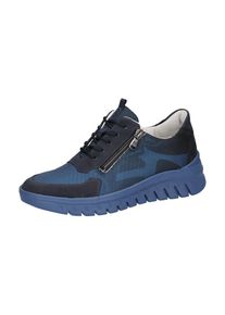 Waldl&auml;ufer Keilsneaker WALDL&Auml;UFER "H-BIGGI", Damen, Gr. 7 (40,5), blau (marine, dunkelblau), Nubukleder, Textil, Schuhe Keilsneaker, Schn&uuml;rer, Halbschuh, Freizeitschuh mit Kontrastnaht, Weite H