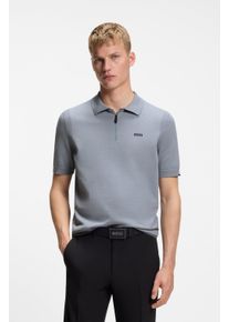 Kurzarmpullover BOSS Green "K Ever-X PS", Herren, Gr. S, grau (dunkelgrau026), Strick, Obermaterial: 100% Baumwolle, unifarben, regular fit h&uuml;ftlang, B&uuml;ndchen, Pullover Kurzarmpullover, mit Perforierungen zur Bel&uuml;ftung