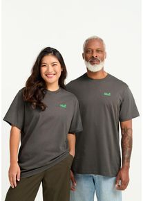 Kurzarmshirt Jack Wolfskin "LIVE WILD T", Damen, Gr. M, paw, flint, Obermaterial: 100% BAUMWOLLE, Shirts Kurzarmshirt