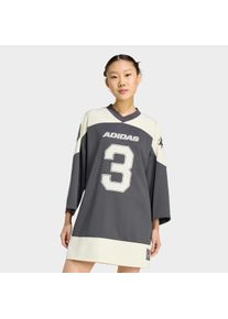 Langarmshirt adidas originals "WMS JERSEY DRES", Damen, Gr. L, utility schwarz, Obermaterial: 100% Polyester, normal, V-Ausschnitt, Shirts Langarmshirt