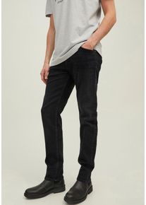 Jack & Jones Tapered-fit-Jeans JACK & JONES "JJIMIKE JJORIGINAL JOS 111 NOOS", Herren, Gr. 30, L&auml;nge 32, schwarz (schwarz denim), Denim/Jeans, Obermaterial: 99% Baumwolle, 1% Elasthan, clean, bequem, Jeans Tapered-fit-Jeans