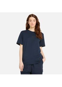 T-Shirt Timberland "Print Stack Logo Short Sleeve Tee", Herren, Gr. L, schwarz sapphire, Single Jersey, Obermaterial: 100% Baumwolle, Rundhals, Shirts T-Shirt, sportlicher Schnitt, Kurzarm, f&uuml;r Sportmode und Casualmode