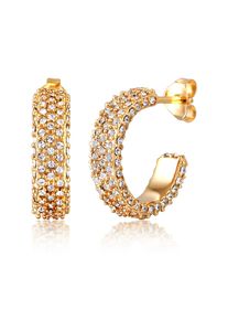 Paar Ohrstecker Elli "Ohrringe Ohrstecker Creolen Glas Kristalle Wei&szlig; 925 Sterling Silber" Gr. 17, gold, Ohrringe, Damen, mit Stein, Silber 925 (Sterlingsilber), Paar Ohrstecker