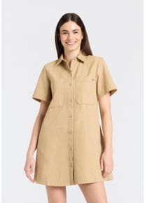 Hemdblusenkleid HUGO BLUE "Kandira", Damen, Gr. 40, N-Gr, open beige 280, Web, Obermaterial: 100% Baumwolle, unifarben, abgesteppte Kante, Kleider Hemdblusenkleid, in A-Linie