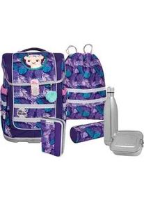 Schulranzen McNeill "Ergo Compacto, Dschungel", Kinder, Gr. B/H/T: 29cm x 38,5cm x 22cm, gr&uuml;n (dschungel), Polyester, Rucks&auml;cke, inkl. Federm&auml;ppchen, Turnbeutel, Schlamperrolle & Motivmagnet