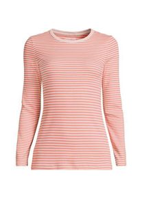 LANDS' END Langarmshirt aus mikrofeinem Baumwollripp, Damen,  Pink, Baumwolle/Elasthan, by Lands' End