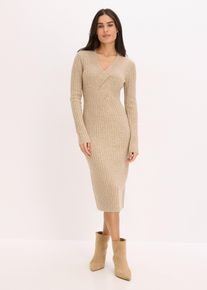 bonprix Strickkleid mit Wollanteil, beige, Gr.56/58 (3XL), zeitloses Strickkleid mit Wollanteil, aus Wolle
