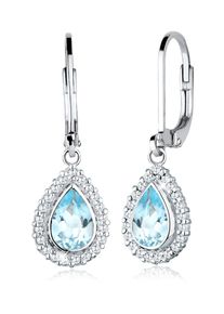Paar Ohrh&auml;nger Elli "Ohrringe Ohrh&auml;nger Tropfen Topas Blau 925 Sterling Silber" Gr. 17, blau (hellblau), Ohrringe, Damen, mit Stein, Silber 925 (Sterlingsilber), Paar Ohrh&auml;nger