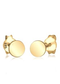 Paar Ohrstecker Elli Premium "Ohrringe Ohrstecker Kreis 585 Gelbgold", gold, Ohrringe, Damen, ohne Stein, Gelbgold 585, Paar Ohrstecker