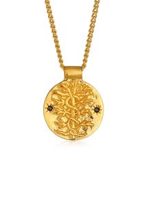 Kette mit Anh&auml;nger HAZE & GLORY "Halskette M&uuml;nze Onyx Schlange - Antidote 925 Silber" Gr. 60, gold, Halsketten, Damen, 60, ohne Stein, Silber 925 (Sterlingsilber), Kette mit Anh&auml;nger