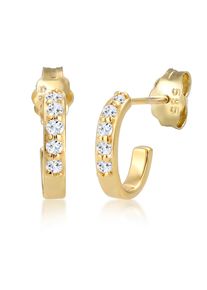 Paar Creolen Elli Premium "Ohrringe Creole Geo Topas Edelstein Klassisch 585 Gelbgold" Gr. 11, gold, Ohrringe, Damen, mit Stein, Gelbgold 585, Paar Creolen