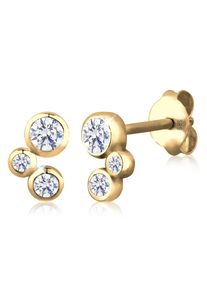 Paar Ohrstecker Elli Premium "Ohrringe Basic Geo Hochwertig Zirkonia 585 Gelbgold" Gr. 7, wei&szlig;, Ohrringe, Damen, mit Stein, Gelbgold 585, Paar Ohrstecker