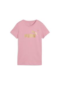 T-Shirt Puma "ESS NO. 1 LOGO METALLIC TEE", Damen, Gr. XS, rosa (poised pink, metallic gold), Jersey, Obermaterial: 100% Baumwolle, bedruckt, regular fit normal, Rundhals, Shirts T-Shirt, Regular Fit, Kurzarm, Rundhalsausschnitt