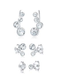 Ohrstecker-Set Elli "Ohrringe Climber Stecker Set (3 tlg) 925 Silber, mit Kristallen von Swarovski" Gr. 14, silber, Ohrringe, Damen, Silber 925 (Sterlingsilber), Ohrstecker-Set