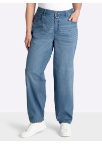 sheego Gro&szlig;e Gr&ouml;&szlig;en 5-Pocket-Jeans mit Barrel-Leg, blue-bleached, Gr&ouml;&szlig;e 58 - Damen