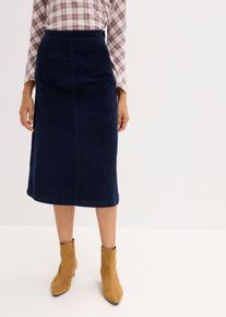 bonprix Cordrock, blau, Gr.38, Midi Cordrock aus Baumwollmix, 98% Baumwolle