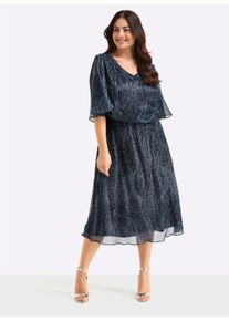 sheego Gro&szlig;e Gr&ouml;&szlig;en Chiffonkleid mit Volant-Details, tiefblau-bleu-gemustert, Gr&ouml;&szlig;e 56 - Damen