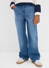 bonprix Loose-Fit Jeans mit verstellbarem Bund Straight, blau, Gr.164, L&auml;ssige Jungen Jeans-Baggy mit leichter Waschung, 82% Baumwolle