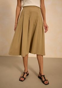 bonprix Faltenrock aus softem Viskosemix, braun, Gr.50, eleganter Faltenrock mit Eingriffstaschen