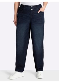 sheego Gro&szlig;e Gr&ouml;&szlig;en 5-Pocket-Jeans mit Barrel-Leg, dark blue, Gr&ouml;&szlig;e 58 - Damen