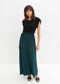 bonprix Jerseykleid aus Viskose, schwarz, Gr.52/54 (XXL), Modernes Kleid in 2 in 1 Optik, aus Viskose