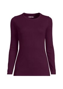 LANDS' END Langarmshirt aus mikrofeinem Baumwollripp, Damen,  Lila, Baumwolle/Elasthan, by Lands' End
