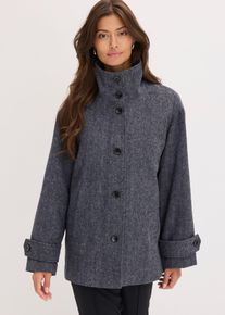 bonprix Lange Cabanjacke in Wolloptik, grau, Gr.48, Mit Taschen und hohem Kragen