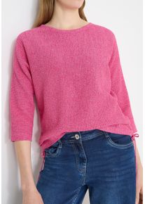 3/4 Arm-Pullover Cecil, Damen, Gr. XL (44), beetroot pink, Strick, Obermaterial: 100% Baumwolle, unifarben, l&auml;ssig geschnitten h&uuml;ftbedeckend, U-Boot-Ausschnitt, Pullover 3/4 Arm-Pullover, mit seitlicher Raffung und Bindeb&auml;ndern