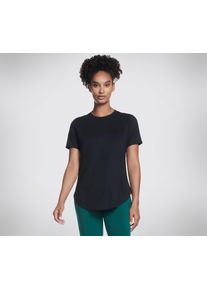 Funktionsshirt Skechers "Tunic Tee", Damen, Gr. XS (34), schwarz (bold schwarz), Jersey, Obermaterial: 91% Polyester, 9% Elasthan, Rundhals, Shirts Funktionsshirt