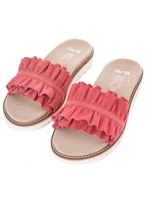 Pantolette Ara "KENT", Damen, Gr. 36, pink (fuchsia), Veloursleder, unifarben, Schuhe Pantolette, Slides, Flats, Sandale mit geraffter Bandage