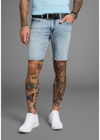 Jeansshorts Bruno Banani "Hutch-Shorts", Herren, Gr. 30, L&auml;nge 32, atlantic blu, Denim/Jeans, Obermaterial: 98% Baumwolle, 2% Elasthan, normal kurz, Jeans Jeansshorts, gerade geschnittene kurze Beine, niedrige Leibh&ouml;he