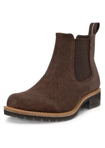 Chelseaboots Ecco "ELAINA", Damen, Gr. 37, braun, Veloursleder, Schuhe Chelseaboots, Schlupfboots, Herbstboots, Stiefelette mit Stretcheins&auml;tze
