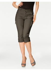 Caprihose Heine, Damen, Gr. 46, Normalgr&ouml;&szlig;en, gr&uuml;n (khaki), 98% Baumwolle, 2% Elasthan, unifarben, 3/4-L&auml;nge, Hosen Caprihose
